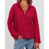 imagePRETTYGARDEN Womens 2024 Winter Pullover Sweaters Long Sleeve 14 Zip Lapel Chunky Knit Blouse Tops