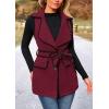 imagePRETTYGARDEN Womens 2025 Tweed Vest Jackets Sleeveless Lapel Button Front Belt Color Block Winter Cardigan Outerwear