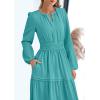 imagePRETTYGARDEN Womens 2026 Elegant Maxi Dresses Long Sleeve V Neck Flowy Pockets Casual Modest Dress Fall Fashion ClothesAqua Green