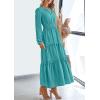 imagePRETTYGARDEN Womens 2026 Elegant Maxi Dresses Long Sleeve V Neck Flowy Pockets Casual Modest Dress Fall Fashion ClothesAqua Green