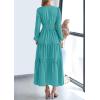 imagePRETTYGARDEN Womens 2026 Elegant Maxi Dresses Long Sleeve V Neck Flowy Pockets Casual Modest Dress Fall Fashion ClothesAqua Green