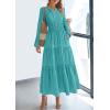 imagePRETTYGARDEN Womens 2026 Elegant Maxi Dresses Long Sleeve V Neck Flowy Pockets Casual Modest Dress Fall Fashion ClothesAqua Green