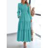 imagePRETTYGARDEN Womens 2026 Elegant Maxi Dresses Long Sleeve V Neck Flowy Pockets Casual Modest Dress Fall Fashion ClothesAqua Green