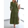 imagePRETTYGARDEN Womens 2026 Elegant Maxi Dresses Long Sleeve V Neck Flowy Pockets Casual Modest Dress Fall Fashion ClothesArmy Green