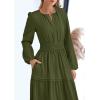 imagePRETTYGARDEN Womens 2026 Elegant Maxi Dresses Long Sleeve V Neck Flowy Pockets Casual Modest Dress Fall Fashion ClothesArmy Green