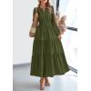 imagePRETTYGARDEN Womens 2026 Elegant Maxi Dresses Long Sleeve V Neck Flowy Pockets Casual Modest Dress Fall Fashion ClothesArmy Green