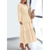 imagePRETTYGARDEN Womens 2026 Elegant Maxi Dresses Long Sleeve V Neck Flowy Pockets Casual Modest Dress Fall Fashion ClothesBeige