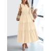 imagePRETTYGARDEN Womens 2026 Elegant Maxi Dresses Long Sleeve V Neck Flowy Pockets Casual Modest Dress Fall Fashion ClothesBeige