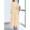 imagePRETTYGARDEN Womens 2026 Elegant Maxi Dresses Long Sleeve V Neck Flowy Pockets Casual Modest Dress Fall Fashion ClothesBeige