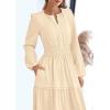 imagePRETTYGARDEN Womens 2026 Elegant Maxi Dresses Long Sleeve V Neck Flowy Pockets Casual Modest Dress Fall Fashion ClothesBeige