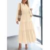 imagePRETTYGARDEN Womens 2026 Elegant Maxi Dresses Long Sleeve V Neck Flowy Pockets Casual Modest Dress Fall Fashion ClothesBeige