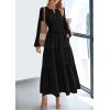 imagePRETTYGARDEN Womens 2026 Elegant Maxi Dresses Long Sleeve V Neck Flowy Pockets Casual Modest Dress Fall Fashion ClothesBlack