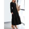 imagePRETTYGARDEN Womens 2026 Elegant Maxi Dresses Long Sleeve V Neck Flowy Pockets Casual Modest Dress Fall Fashion ClothesBlack