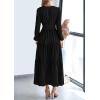 imagePRETTYGARDEN Womens 2026 Elegant Maxi Dresses Long Sleeve V Neck Flowy Pockets Casual Modest Dress Fall Fashion ClothesBlack