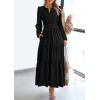 imagePRETTYGARDEN Womens 2026 Elegant Maxi Dresses Long Sleeve V Neck Flowy Pockets Casual Modest Dress Fall Fashion ClothesBlack