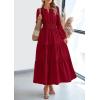 imagePRETTYGARDEN Womens 2026 Elegant Maxi Dresses Long Sleeve V Neck Flowy Pockets Casual Modest Dress Fall Fashion ClothesBurgundy