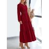 imagePRETTYGARDEN Womens 2026 Elegant Maxi Dresses Long Sleeve V Neck Flowy Pockets Casual Modest Dress Fall Fashion ClothesBurgundy