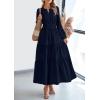 imagePRETTYGARDEN Womens 2026 Elegant Maxi Dresses Long Sleeve V Neck Flowy Pockets Casual Modest Dress Fall Fashion ClothesDark Blue