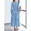imagePRETTYGARDEN Womens 2026 Elegant Maxi Dresses Long Sleeve V Neck Flowy Pockets Casual Modest Dress Fall Fashion ClothesLight Blue