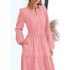 imagePRETTYGARDEN Womens 2026 Elegant Maxi Dresses Long Sleeve V Neck Flowy Pockets Casual Modest Dress Fall Fashion ClothesPink