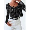 imagePRETTYGARDEN Womens 2026 Fall Long Sleeve Henley T Shirts Button Ribbed Knit Slim Fit Basic Tops Blouse Casual Outfits01 Small Polka Dot Black