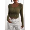 imagePRETTYGARDEN Womens 2026 Fall Long Sleeve Henley T Shirts Button Ribbed Knit Slim Fit Basic Tops Blouse Casual OutfitsArmy Green