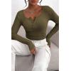 imagePRETTYGARDEN Womens 2026 Fall Long Sleeve Henley T Shirts Button Ribbed Knit Slim Fit Basic Tops Blouse Casual OutfitsArmy Green