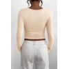 imagePRETTYGARDEN Womens 2026 Fall Long Sleeve Henley T Shirts Button Ribbed Knit Slim Fit Basic Tops Blouse Casual OutfitsBeige