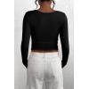 imagePRETTYGARDEN Womens 2026 Fall Long Sleeve Henley T Shirts Button Ribbed Knit Slim Fit Basic Tops Blouse Casual OutfitsBlack