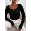 imagePRETTYGARDEN Womens 2026 Fall Long Sleeve Henley T Shirts Button Ribbed Knit Slim Fit Basic Tops Blouse Casual OutfitsBlack
