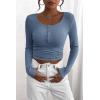 imagePRETTYGARDEN Womens 2026 Fall Long Sleeve Henley T Shirts Button Ribbed Knit Slim Fit Basic Tops Blouse Casual OutfitsBlue Grey