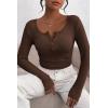 imagePRETTYGARDEN Womens 2026 Fall Long Sleeve Henley T Shirts Button Ribbed Knit Slim Fit Basic Tops Blouse Casual OutfitsCoffee