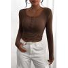 imagePRETTYGARDEN Womens 2026 Fall Long Sleeve Henley T Shirts Button Ribbed Knit Slim Fit Basic Tops Blouse Casual OutfitsCoffee