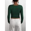 imagePRETTYGARDEN Womens 2026 Fall Long Sleeve Henley T Shirts Button Ribbed Knit Slim Fit Basic Tops Blouse Casual OutfitsDark Green