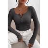 imagePRETTYGARDEN Womens 2026 Fall Long Sleeve Henley T Shirts Button Ribbed Knit Slim Fit Basic Tops Blouse Casual OutfitsDark Grey
