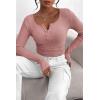 imagePRETTYGARDEN Womens 2026 Fall Long Sleeve Henley T Shirts Button Ribbed Knit Slim Fit Basic Tops Blouse Casual OutfitsDusty Pink