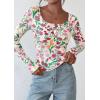 imagePRETTYGARDEN Womens 2026 Fall Long Sleeve Henley T Shirts Button Ribbed Knit Slim Fit Basic Tops Blouse Casual OutfitsFloral Apricot Multicolored