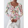 imagePRETTYGARDEN Womens 2026 Fall Long Sleeve Henley T Shirts Button Ribbed Knit Slim Fit Basic Tops Blouse Casual OutfitsFloral Apricot Multicolored
