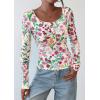 imagePRETTYGARDEN Womens 2026 Fall Long Sleeve Henley T Shirts Button Ribbed Knit Slim Fit Basic Tops Blouse Casual OutfitsFloral Apricot Multicolored