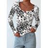 imagePRETTYGARDEN Womens 2026 Fall Long Sleeve Henley T Shirts Button Ribbed Knit Slim Fit Basic Tops Blouse Casual OutfitsFloral Black