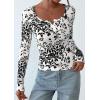 imagePRETTYGARDEN Womens 2026 Fall Long Sleeve Henley T Shirts Button Ribbed Knit Slim Fit Basic Tops Blouse Casual OutfitsFloral Black