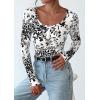 imagePRETTYGARDEN Womens 2026 Fall Long Sleeve Henley T Shirts Button Ribbed Knit Slim Fit Basic Tops Blouse Casual OutfitsFloral Black