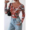 imagePRETTYGARDEN Womens 2026 Fall Long Sleeve Henley T Shirts Button Ribbed Knit Slim Fit Basic Tops Blouse Casual OutfitsFloral Black Multicolored
