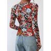 imagePRETTYGARDEN Womens 2026 Fall Long Sleeve Henley T Shirts Button Ribbed Knit Slim Fit Basic Tops Blouse Casual OutfitsFloral Black Multicolored