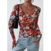 imagePRETTYGARDEN Womens 2026 Fall Long Sleeve Henley T Shirts Button Ribbed Knit Slim Fit Basic Tops Blouse Casual OutfitsFloral Black Multicolored