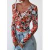 imagePRETTYGARDEN Womens 2026 Fall Long Sleeve Henley T Shirts Button Ribbed Knit Slim Fit Basic Tops Blouse Casual OutfitsFloral Black Multicolored