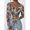 imagePRETTYGARDEN Womens 2026 Fall Long Sleeve Henley T Shirts Button Ribbed Knit Slim Fit Basic Tops Blouse Casual OutfitsFloral Khaki