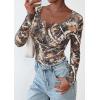 imagePRETTYGARDEN Womens 2026 Fall Long Sleeve Henley T Shirts Button Ribbed Knit Slim Fit Basic Tops Blouse Casual OutfitsFloral Khaki
