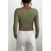 imagePRETTYGARDEN Womens 2026 Fall Long Sleeve Henley T Shirts Button Ribbed Knit Slim Fit Basic Tops Blouse Casual OutfitsGrey Green