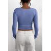 imagePRETTYGARDEN Womens 2026 Fall Long Sleeve Henley T Shirts Button Ribbed Knit Slim Fit Basic Tops Blouse Casual OutfitsHaze Blue